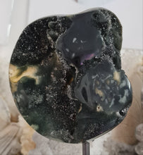 Load image into Gallery viewer, Black Galaxy Amethyst with Stalactite Eye on Stand
