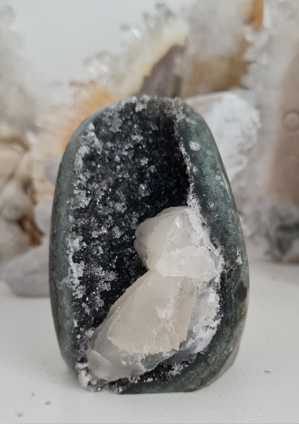 Black Galaxy Amethyst with Calcite Inclusions