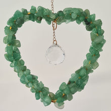 Load image into Gallery viewer, Green Aventurine Crystal Chip Heart Suncatcher

