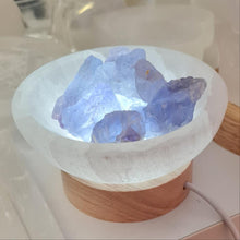 Load image into Gallery viewer, Selenite Cleansing Bowl with Blue Fluorite Lamp
