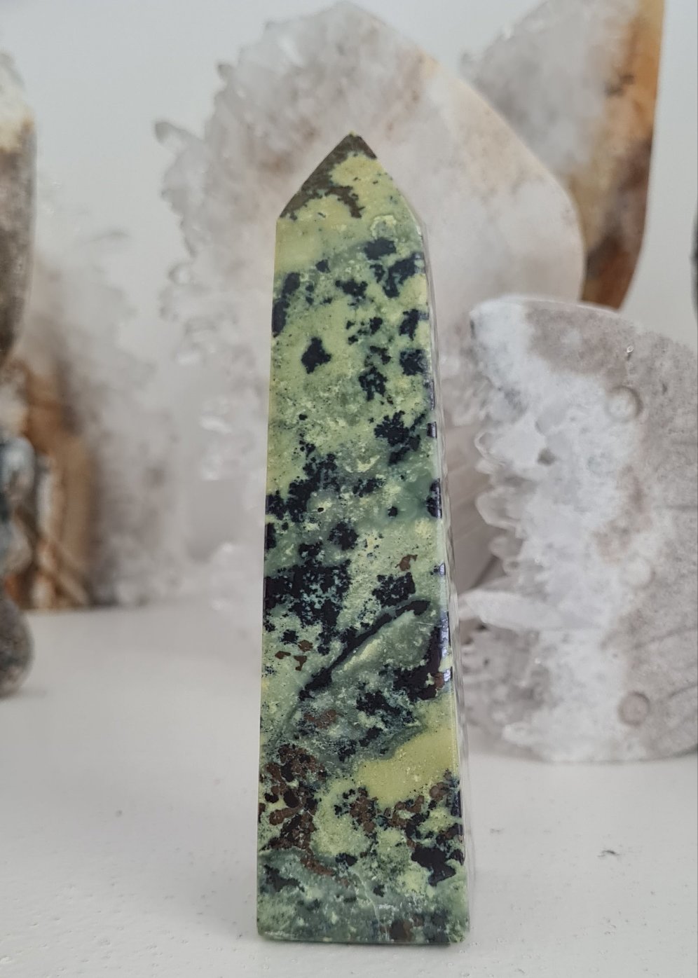 Serpentine with Pyrite Tower