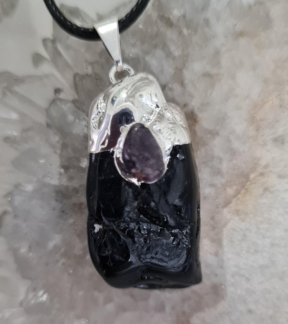 Black Tourmaline Tumbled Stone Necklace