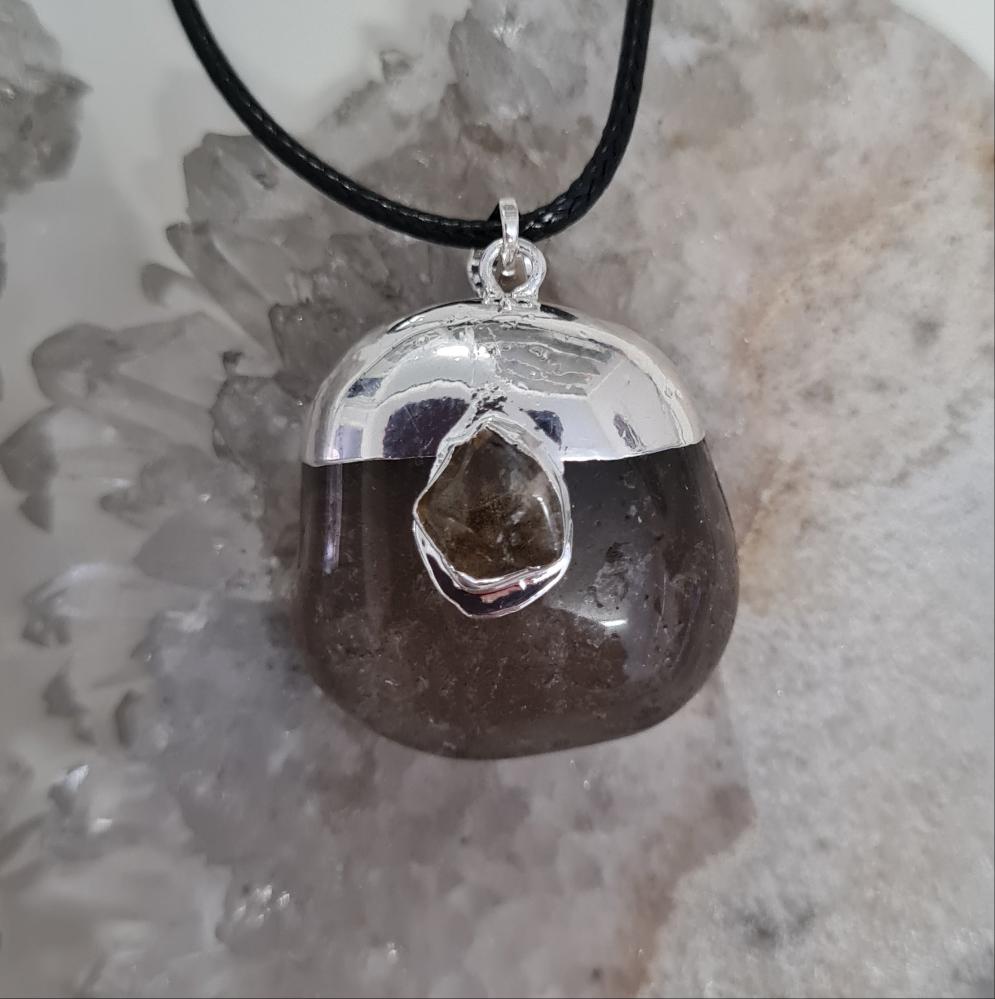 Smoky Quartz Tumbled Stone Necklace
