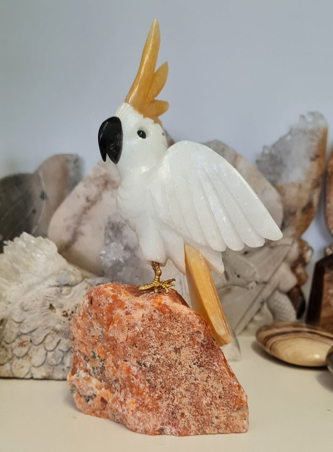 Gemstone Carved Cockatoo