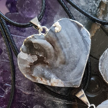 Load image into Gallery viewer, Chalcedony Agate Druze Heart Pendant - SP
