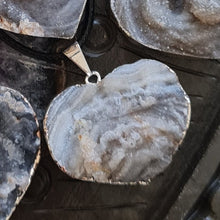 Load image into Gallery viewer, Chalcedony Agate Druze Heart Pendant - SP
