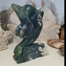 Load image into Gallery viewer, Moss Agate Dolphin

